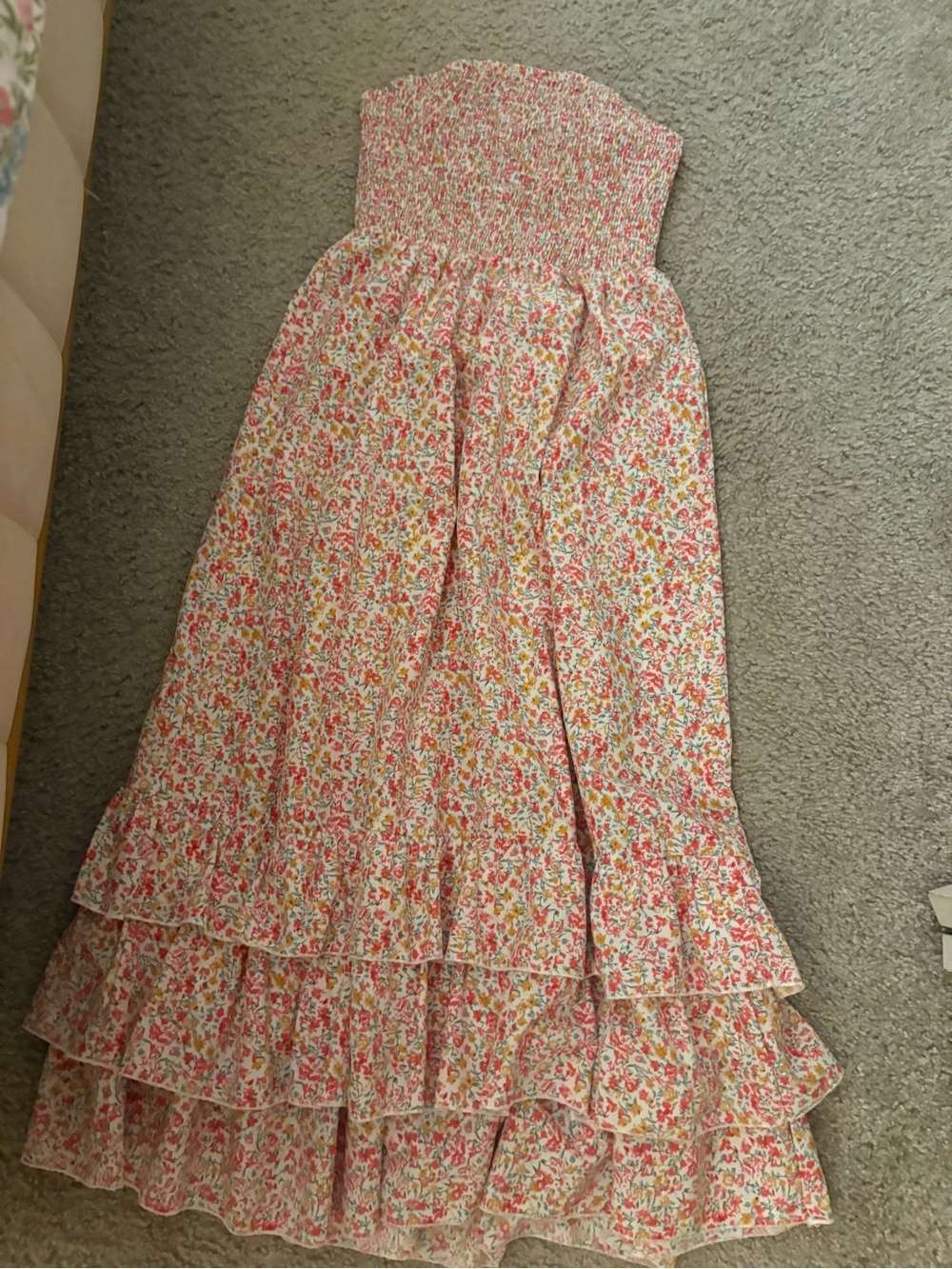 Floral Tiered Maxi dress- Pink Multi